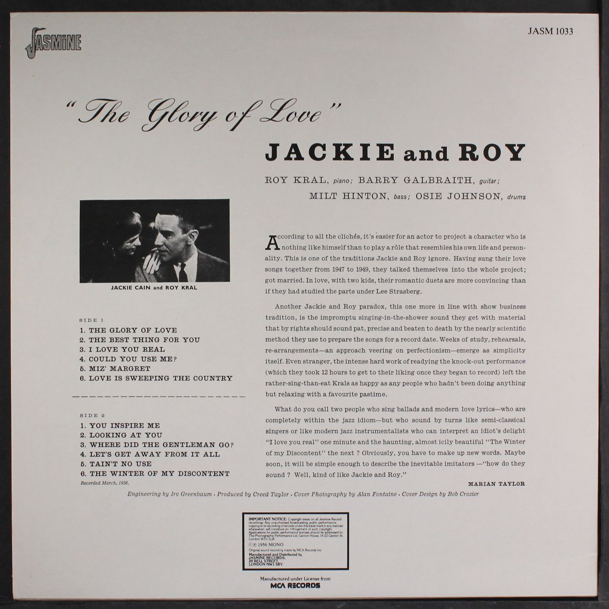 the glory of love by JACKIE & ROY