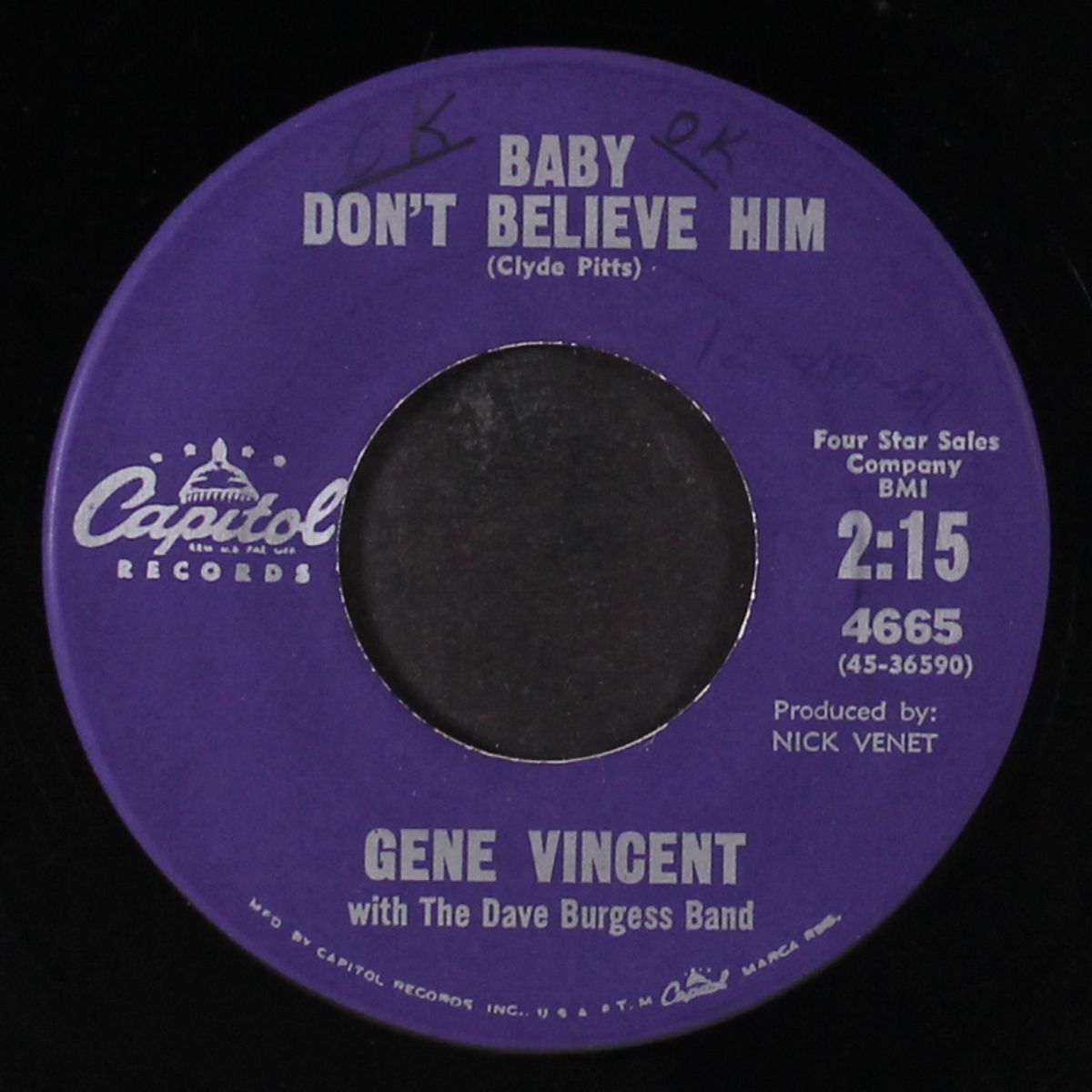 baby don't believe him / lucky star by GENE VINCENT