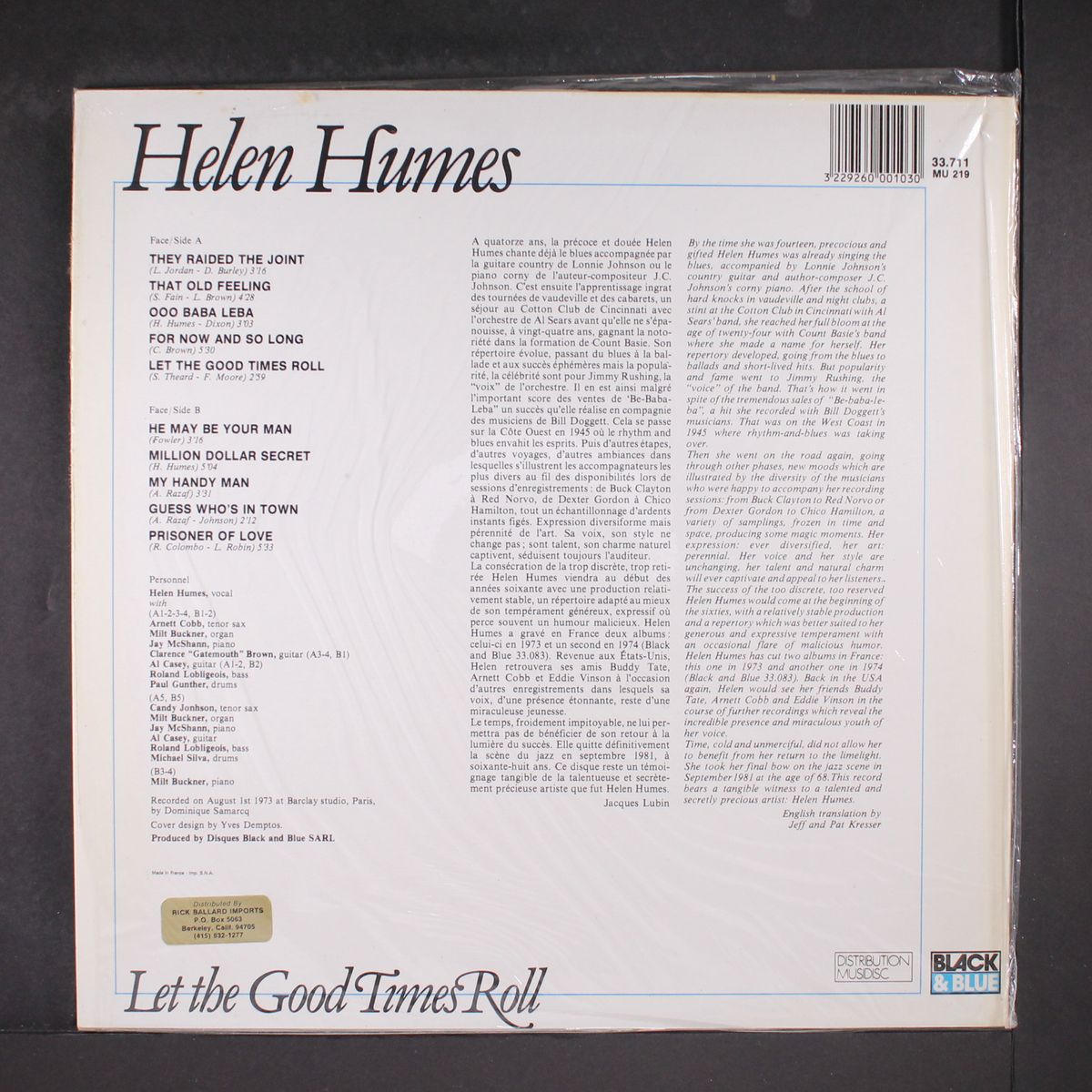 let the good times roll by HELEN HUMES