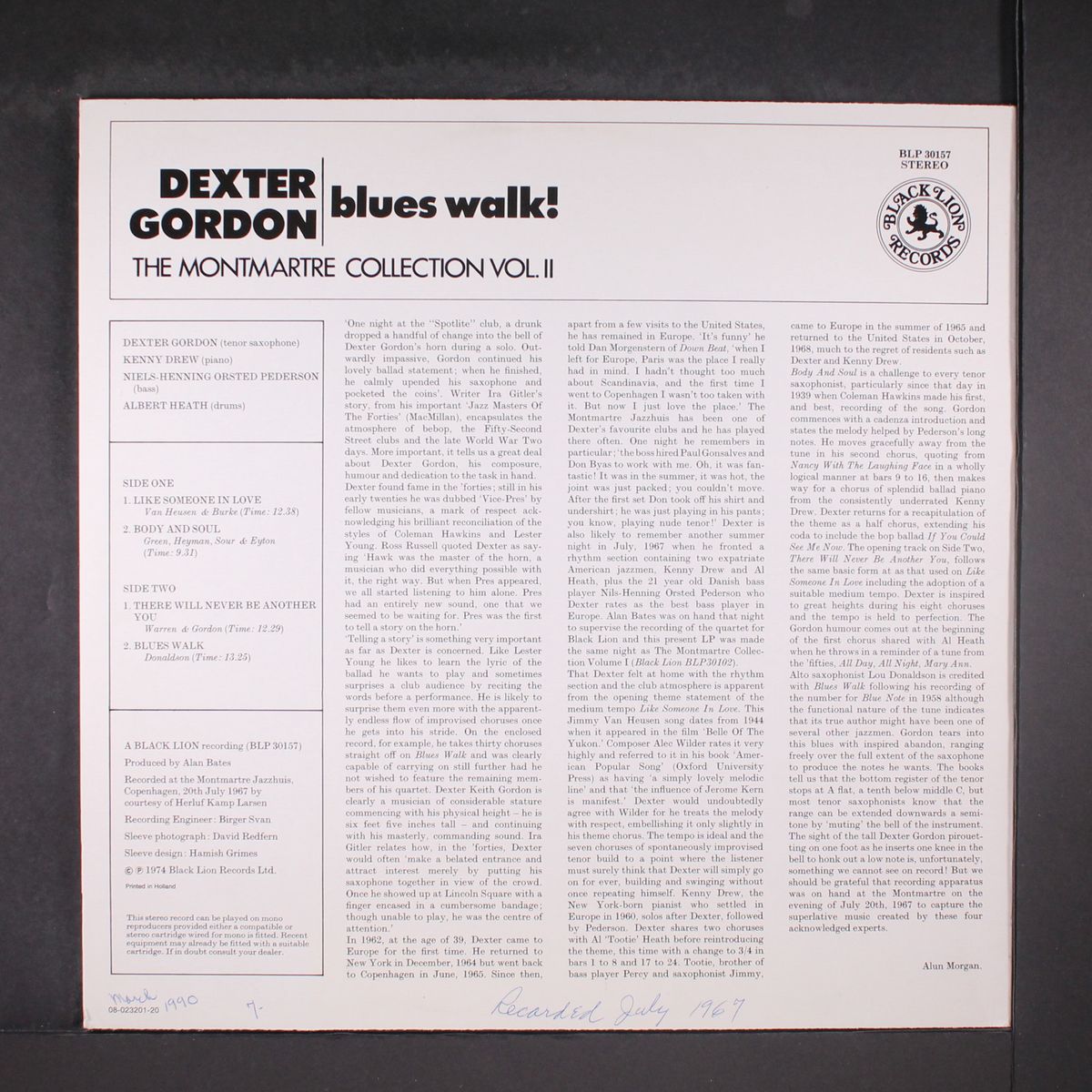 blues walk - the montmartre collection vol. ii by DEXTER GORDON