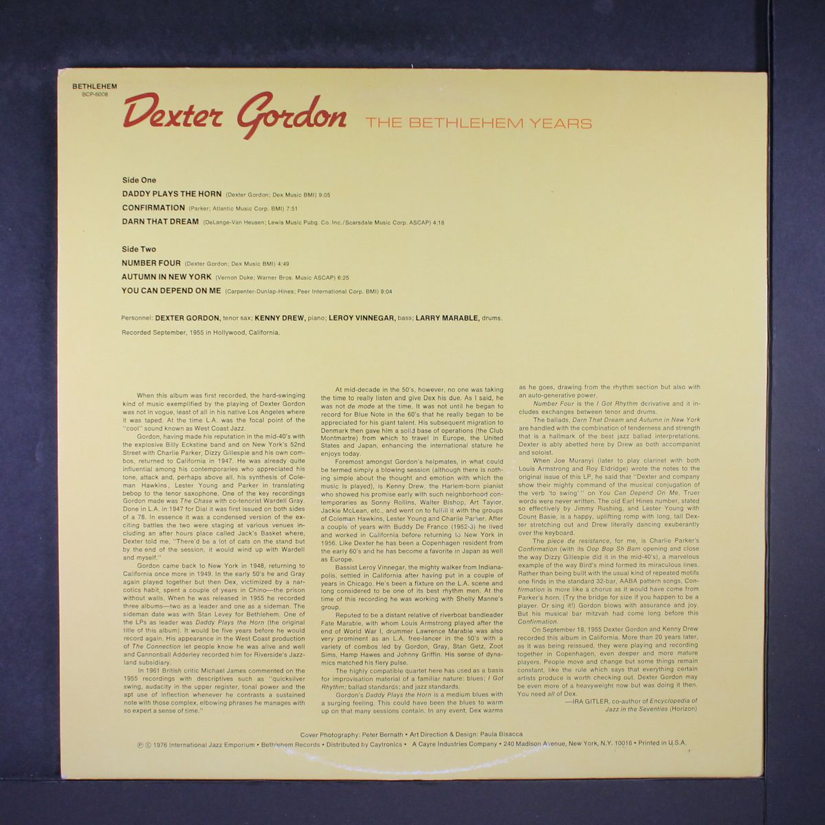 the bethlehem years by DEXTER GORDON