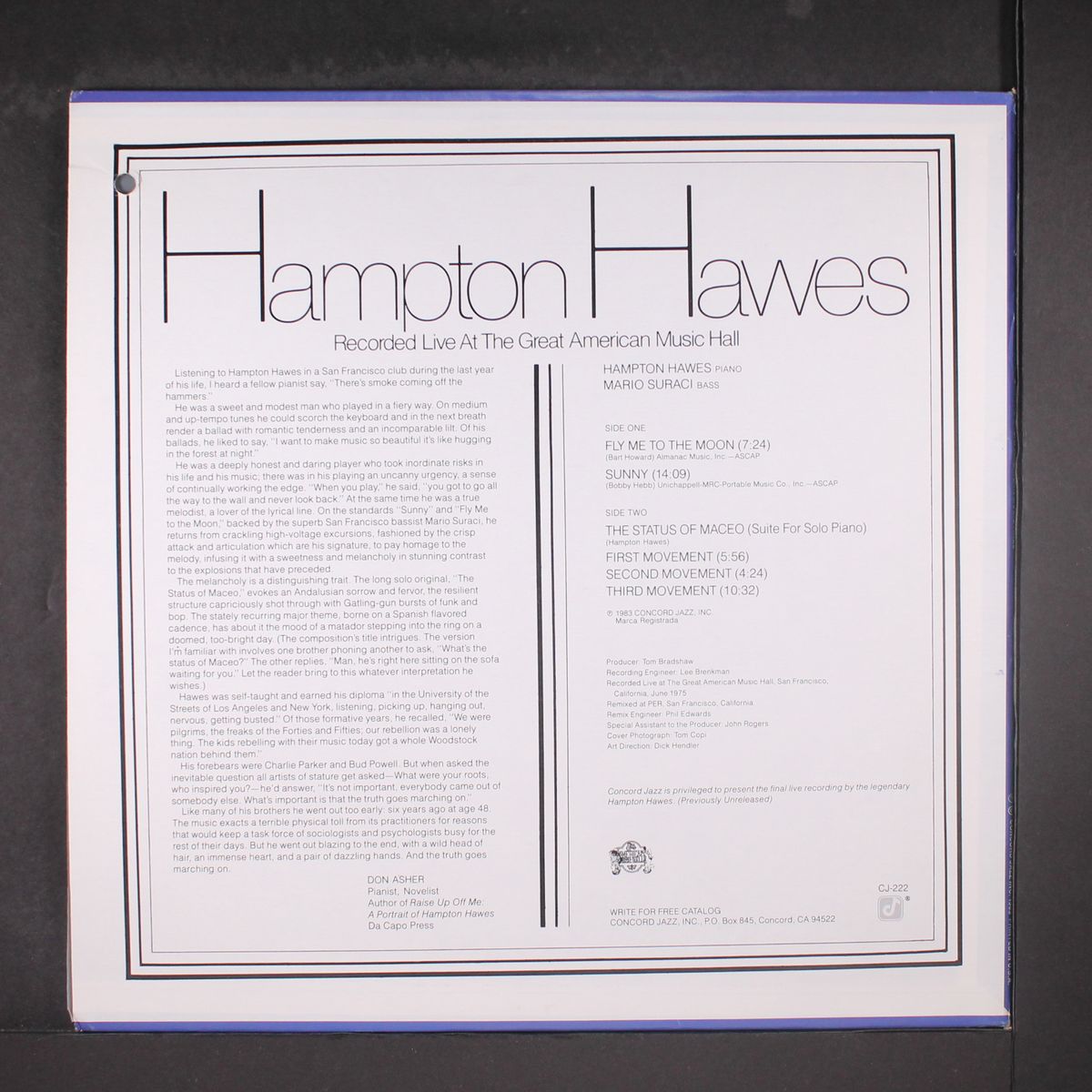 recorded live at the great american... by HAMPTON HAWES