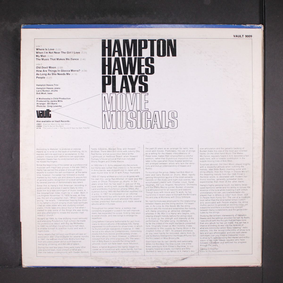 plays movie musicals by HAMPTON HAWES