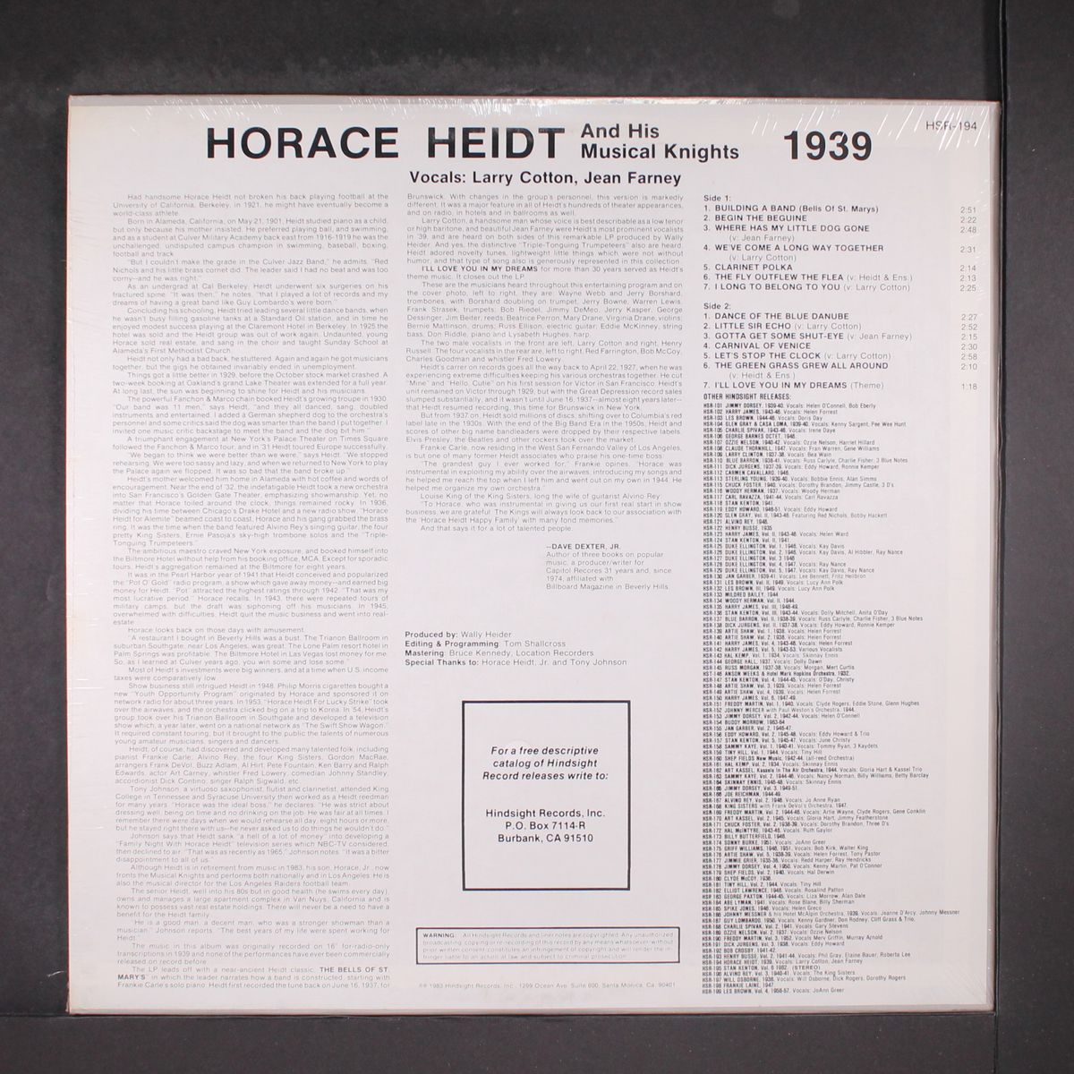 the uncollected 1939 by HORACE HEIDT