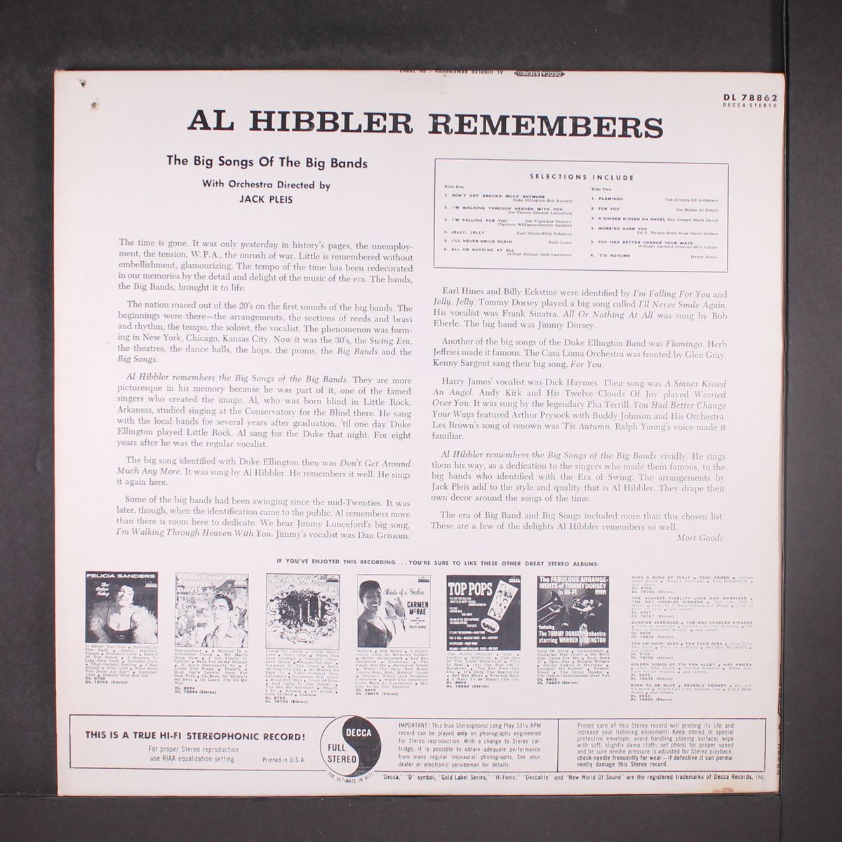remembers...songs of the big bands by AL HIBBLER
