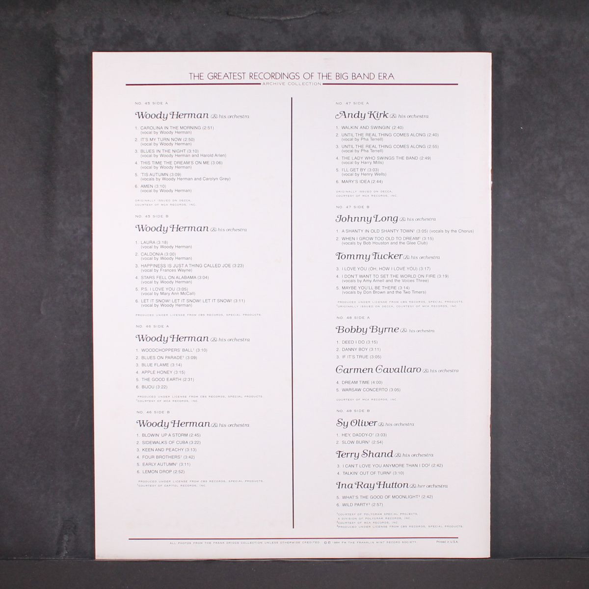woody herman / andy kirk / bobby byrne / tommy tucker by VARIOUS