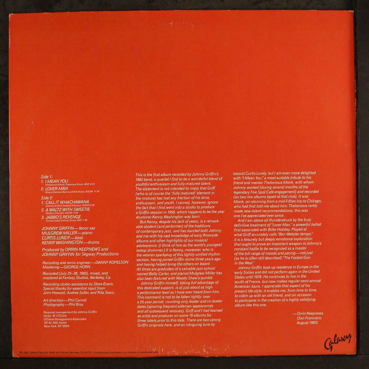 call it whachawana by JOHNNY GRIFFIN