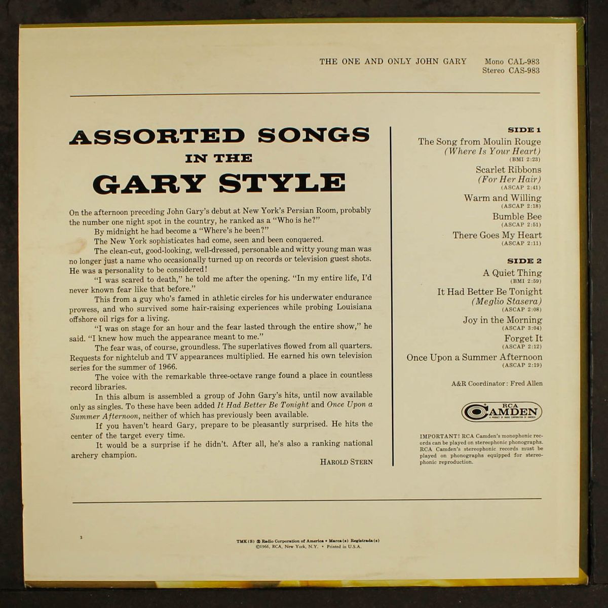 the one and only by JOHN GARY