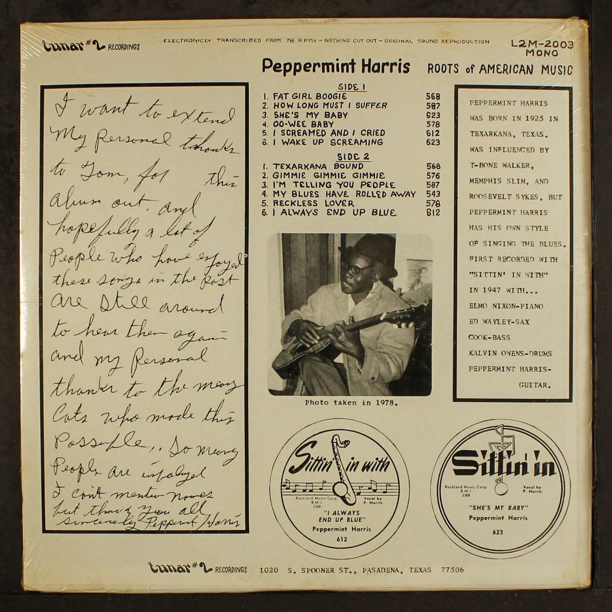 sittin' in with historical recordings by PEPPERMINT HARRIS