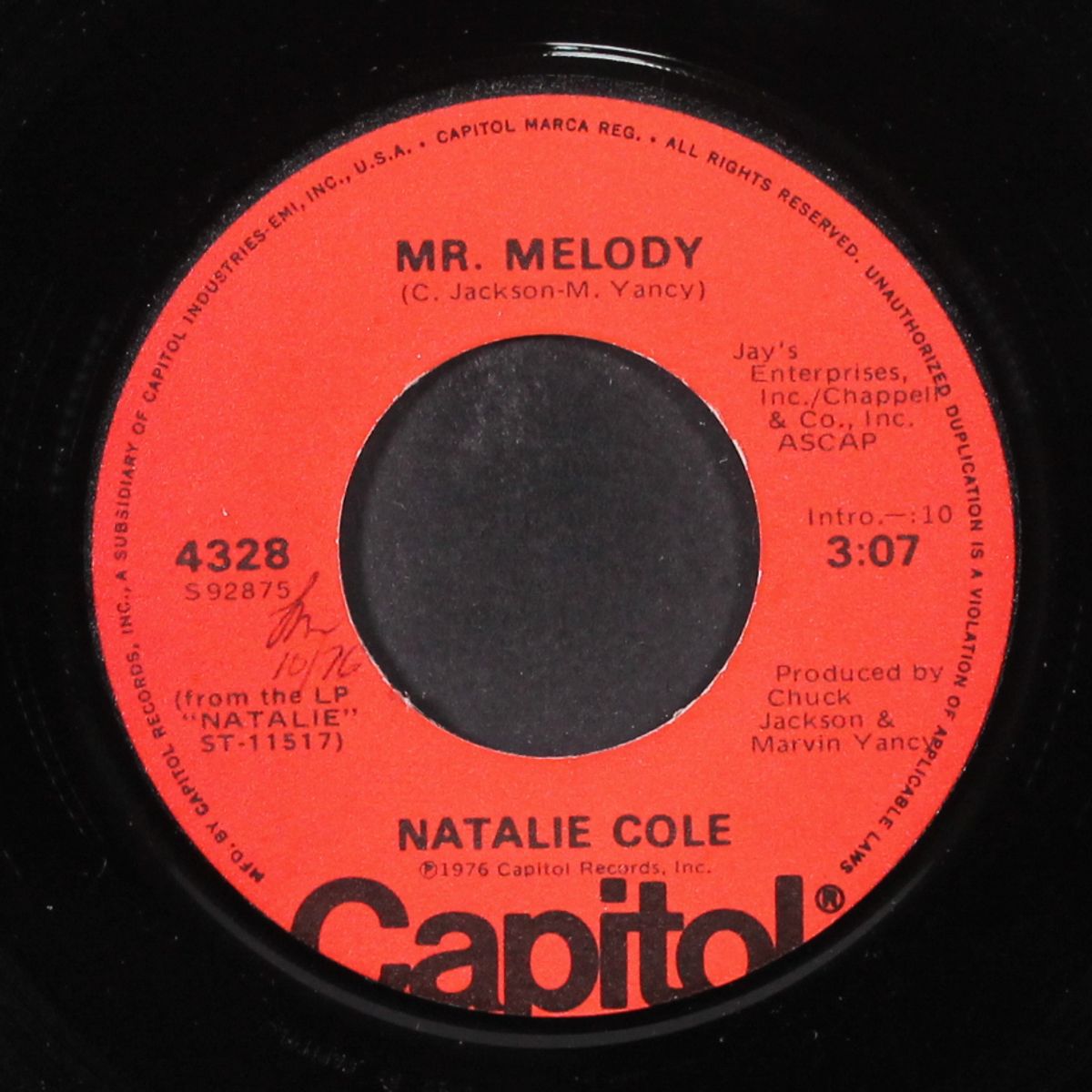 mr. melody / not like mine by NATALIE COLE