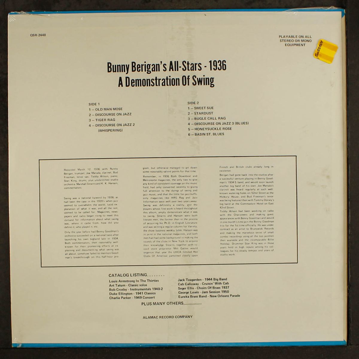 demonstration of swing 1936 by BUNNY BERIGAN