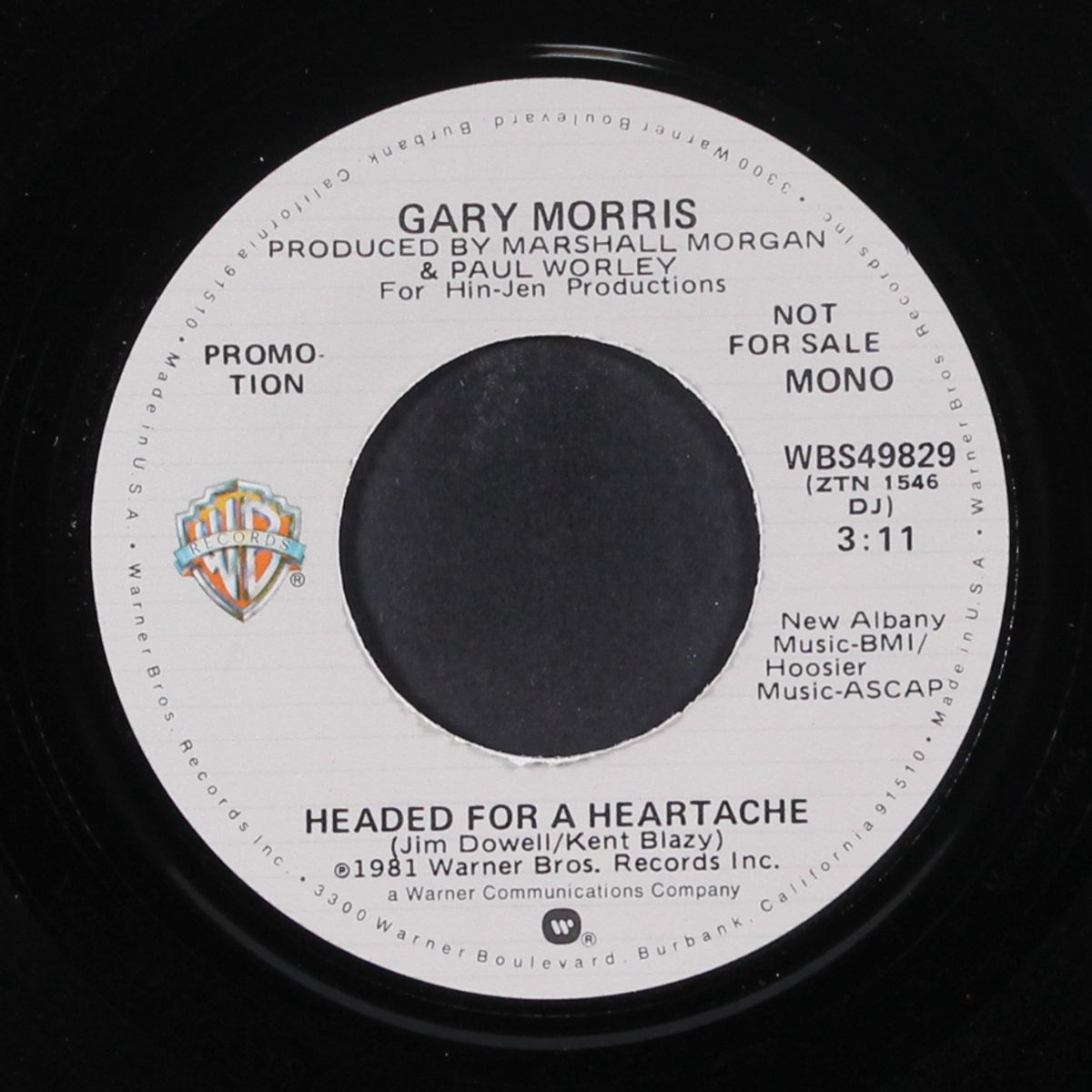 headed for a heartache / mono by GARY MORRIS