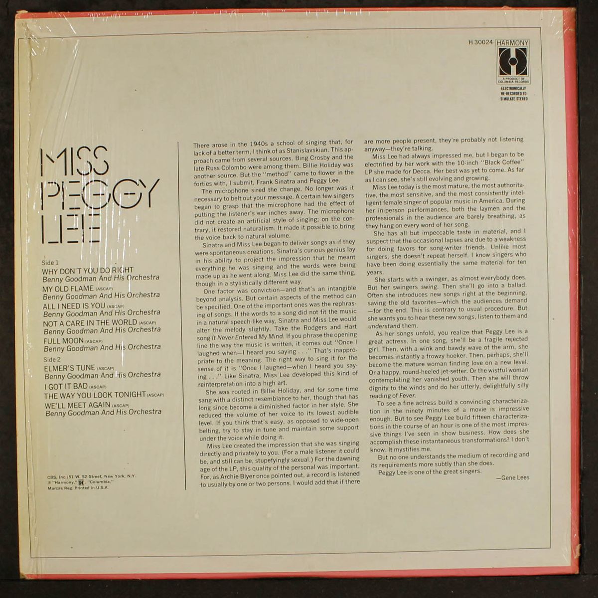 miss peggy lee by PEGGY LEE