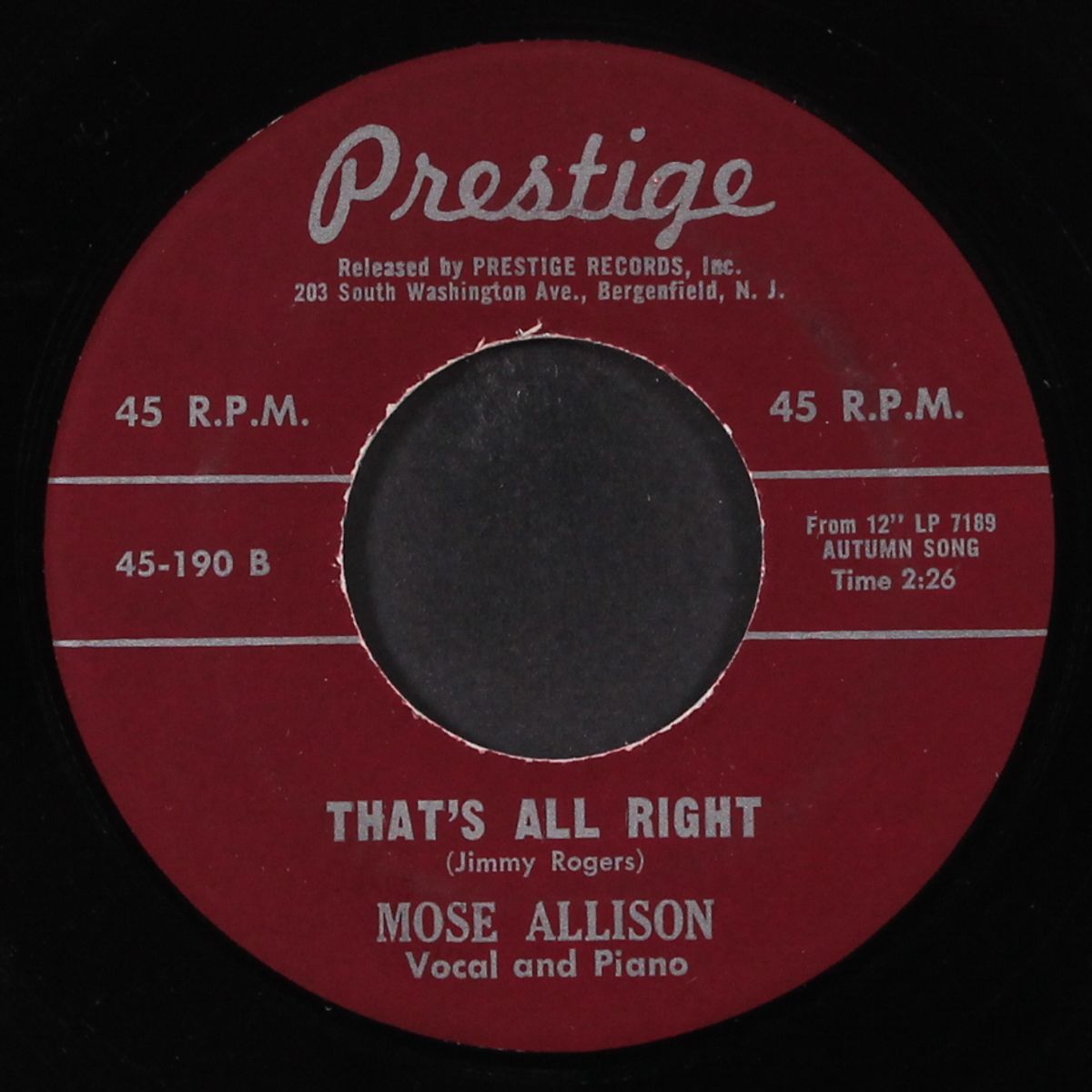 eyesight to the blind / that's all right by MOSE ALLISON