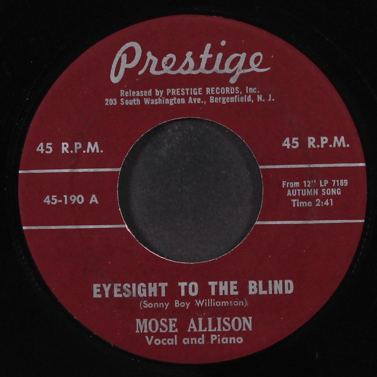 eyesight to the blind / that's all right by MOSE ALLISON