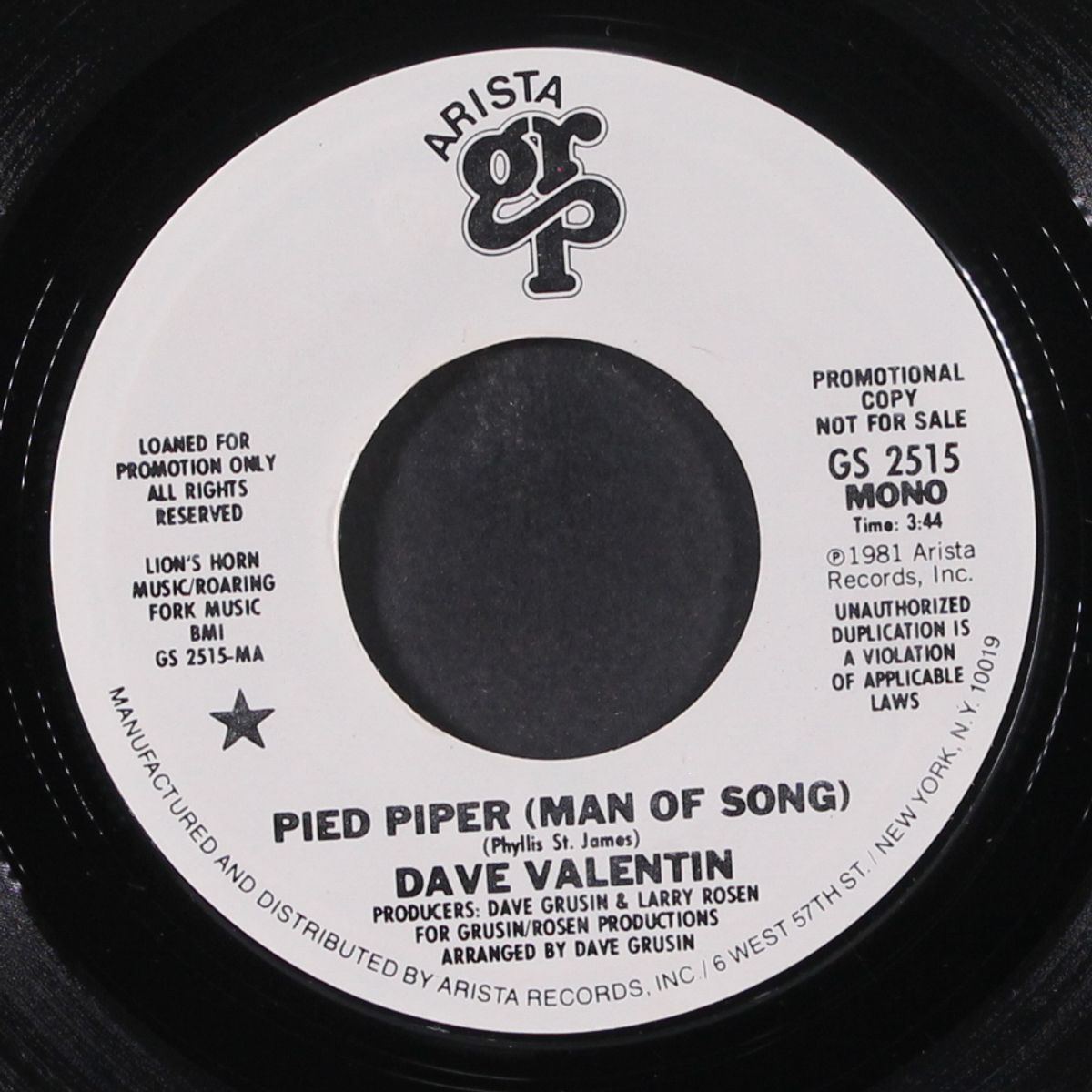 pied piper (man of song) / mono by DAVE VALENTIN