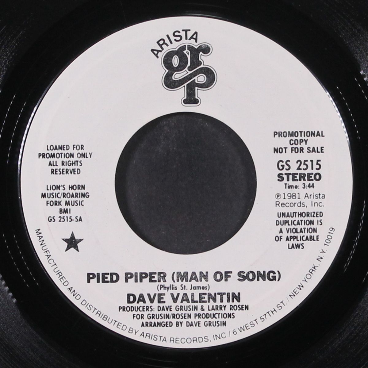 pied piper (man of song) / mono by DAVE VALENTIN