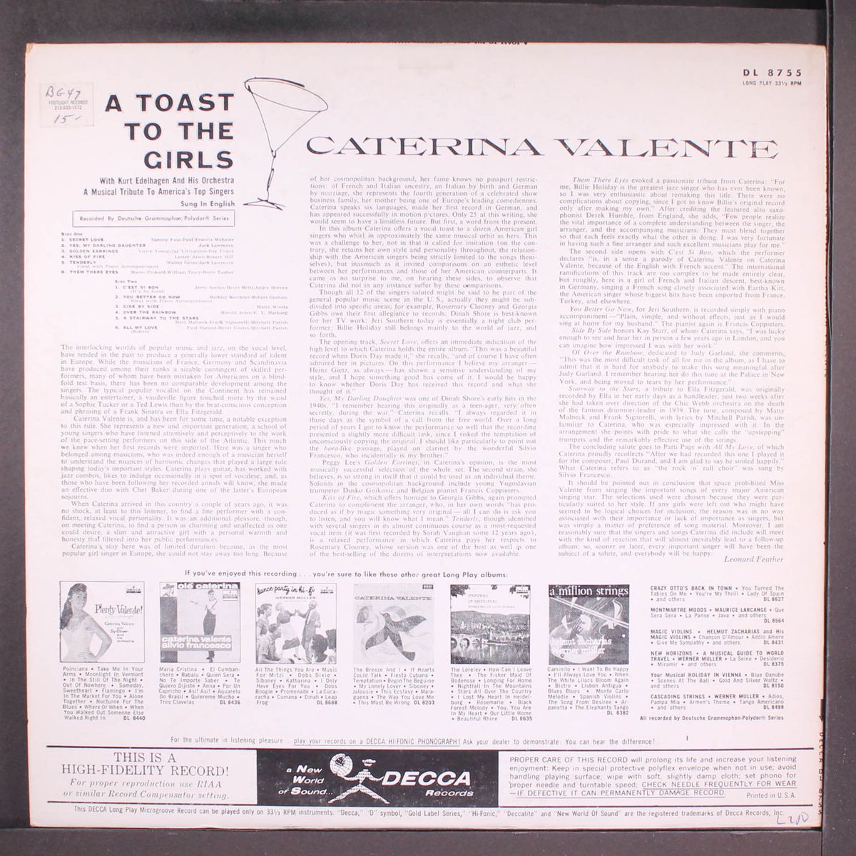 a toast to the girls by CATERINA VALENTE