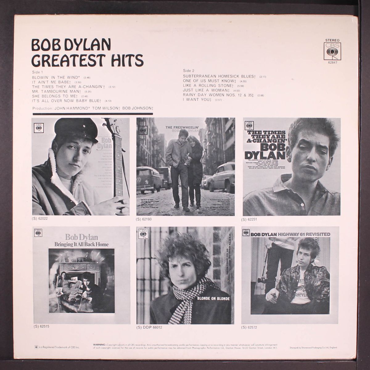greatest hits by BOB DYLAN
