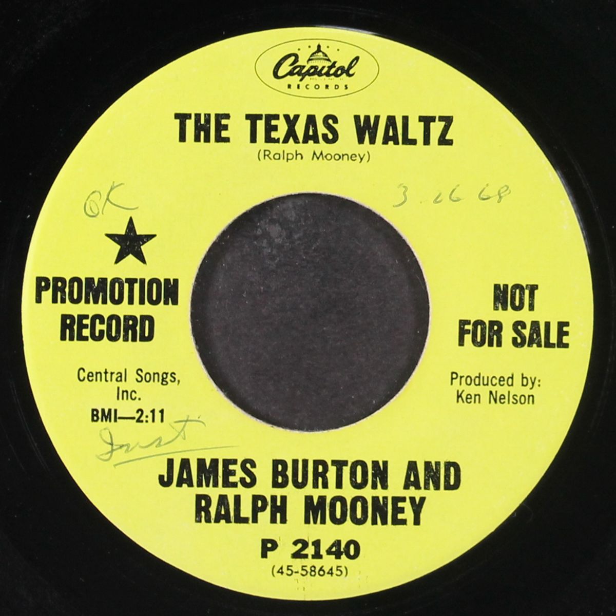 the texas waltz / corn pickin' by JAMES BURTON & RALPH MOONEY