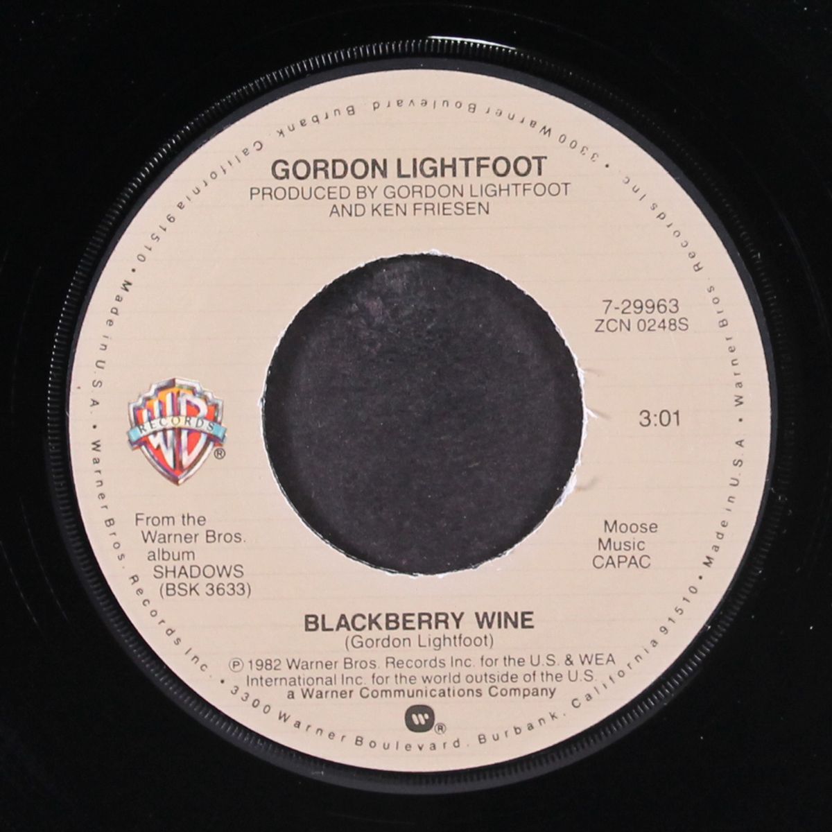 blackberry wine / shadows by GORDON LIGHTFOOT