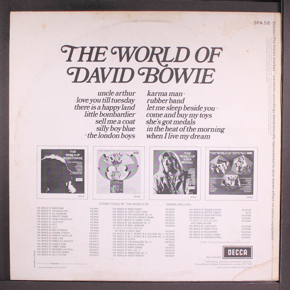 the world of david bowie by DAVID BOWIE