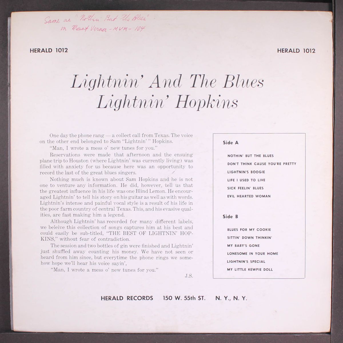lightnin' and the blues by LIGHTNIN' HOPKINS