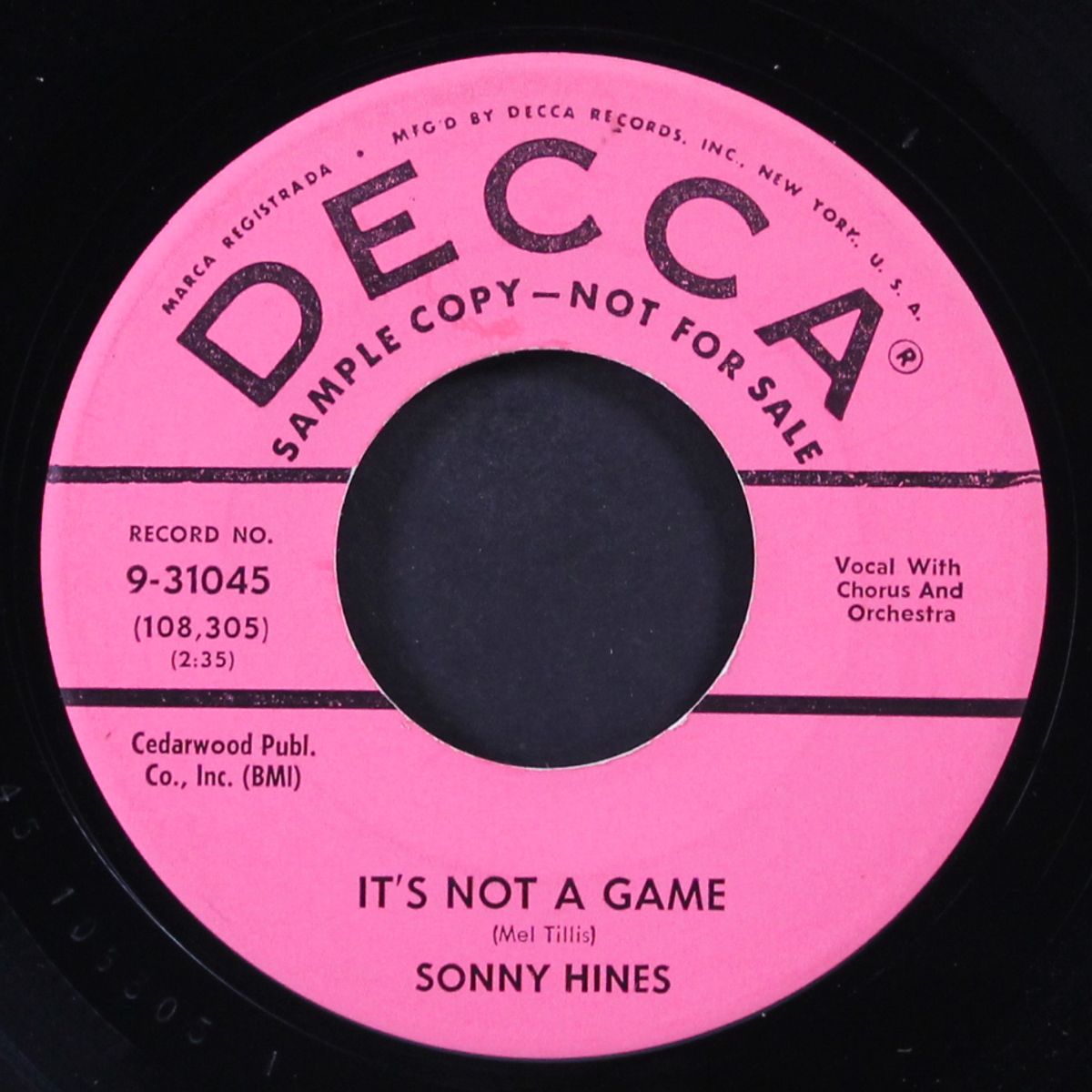 say it isn't so / it's not a game by SONNY HINES