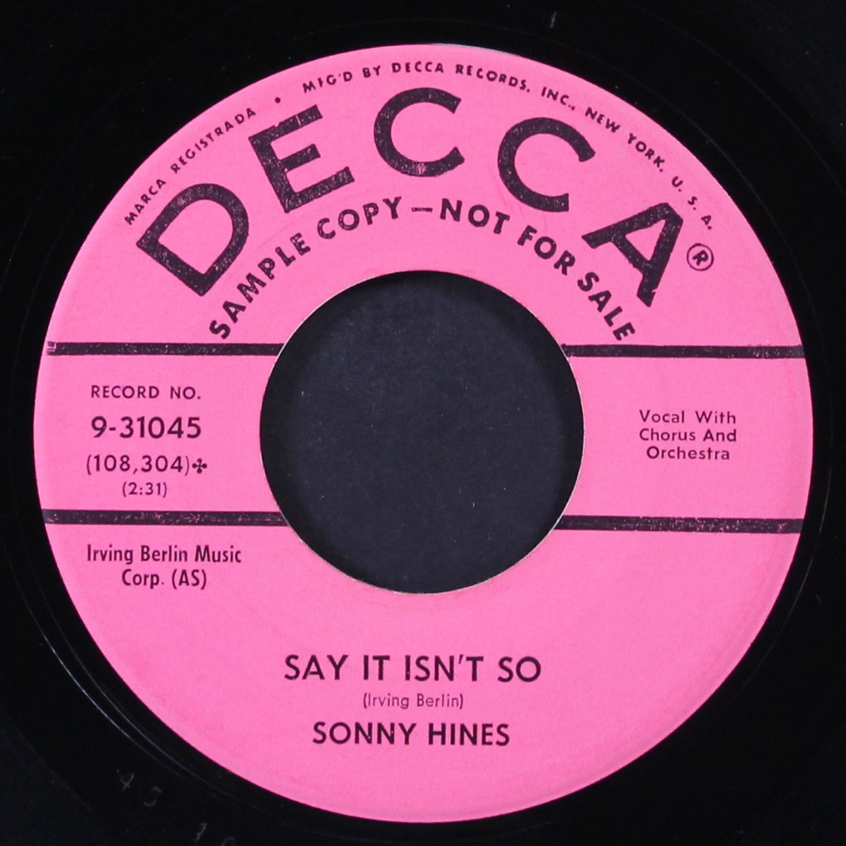 say it isn't so / it's not a game by SONNY HINES