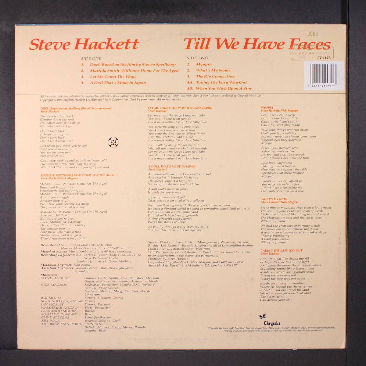 till we have faces by STEVE HACKETT