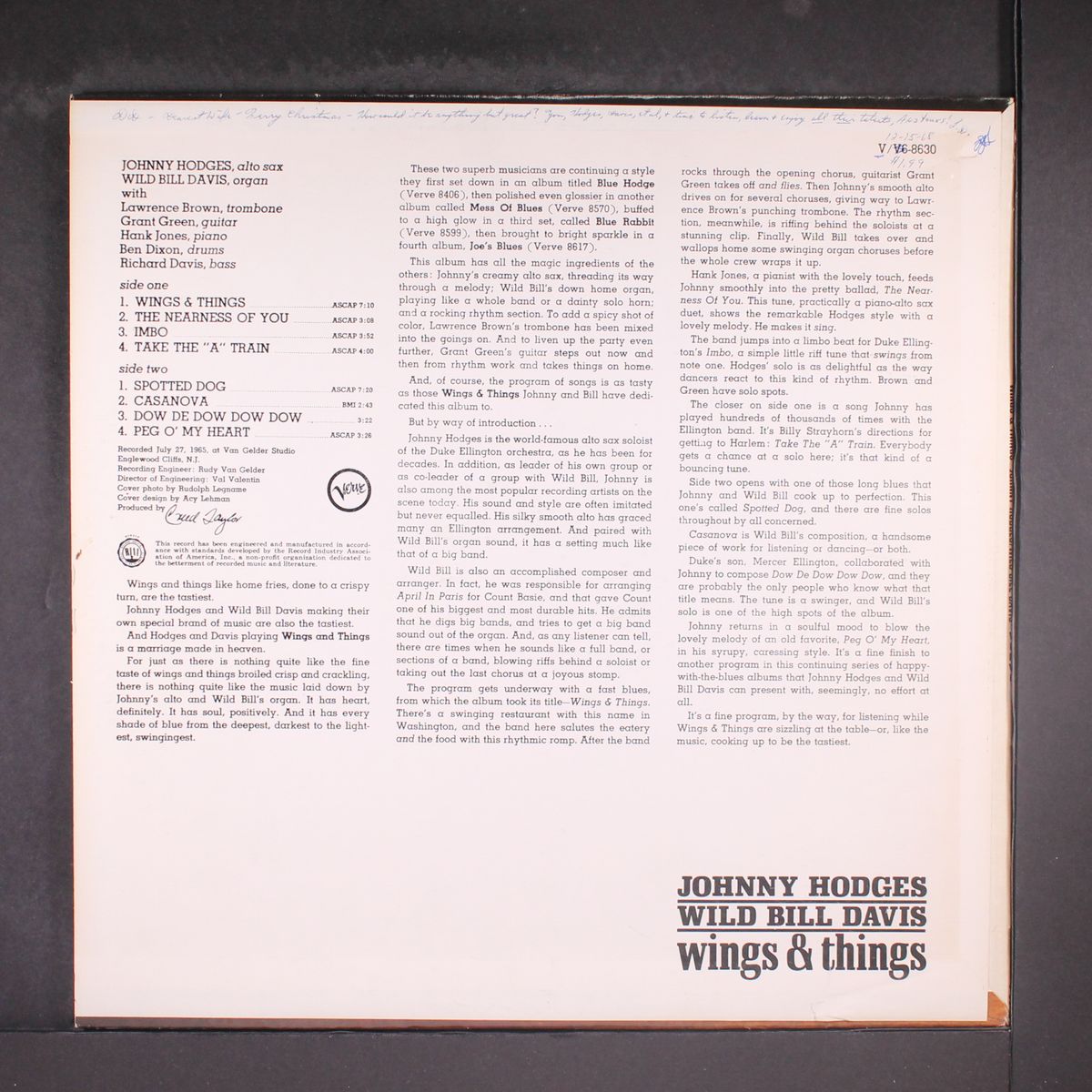 wings & things by JOHNNY HODGES & WILD BILL DAVIS