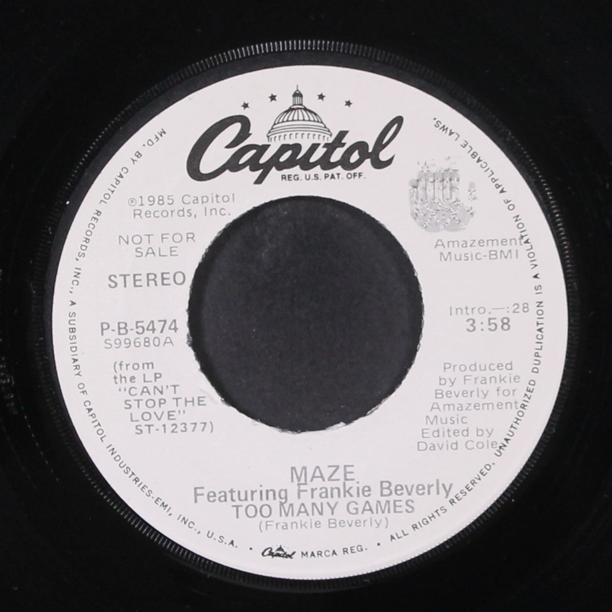 too many games by MAZE W/ FRANKIE BEVERLY