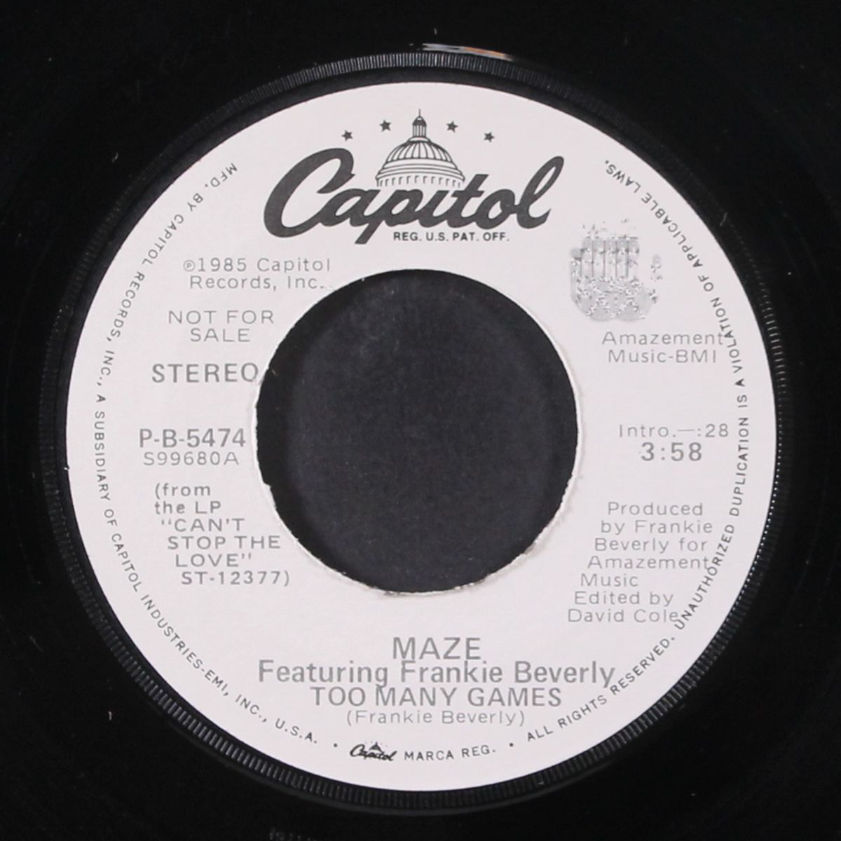 too many games by MAZE W/ FRANKIE BEVERLY