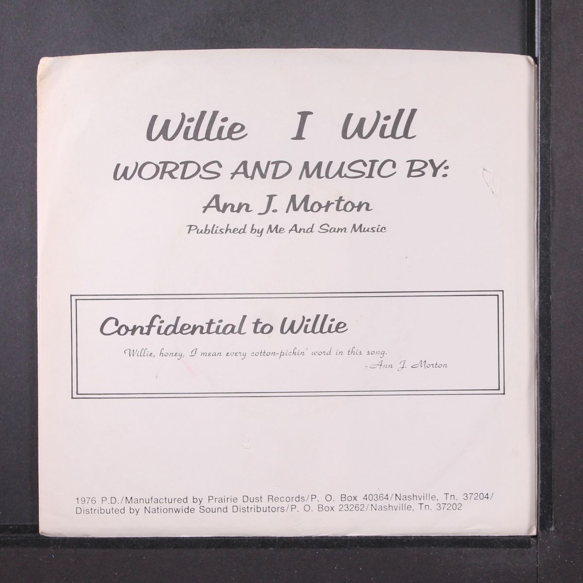willie i will by ANN J. MORTON