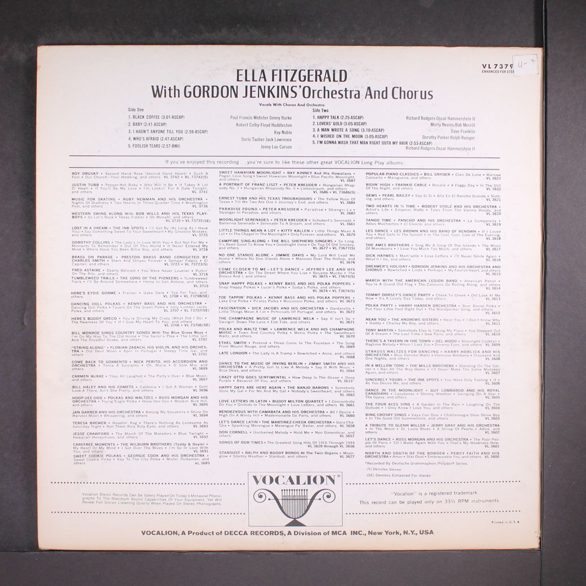 gordon jenkins orchestra & chorus by ELLA FITZGERALD