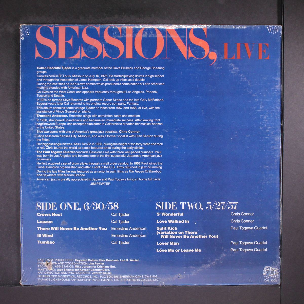 sessions, live by CAL TJADER, CHRIS CONNOR, & PAUL TOGAWA