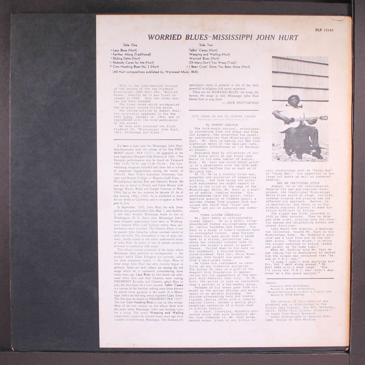 volume 2 of the original piedmont recordings, worried blues by MISSISSIPPI JOHN HURT