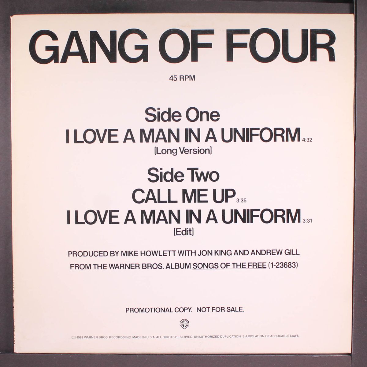 i love a man in uniform by GANG OF FOUR