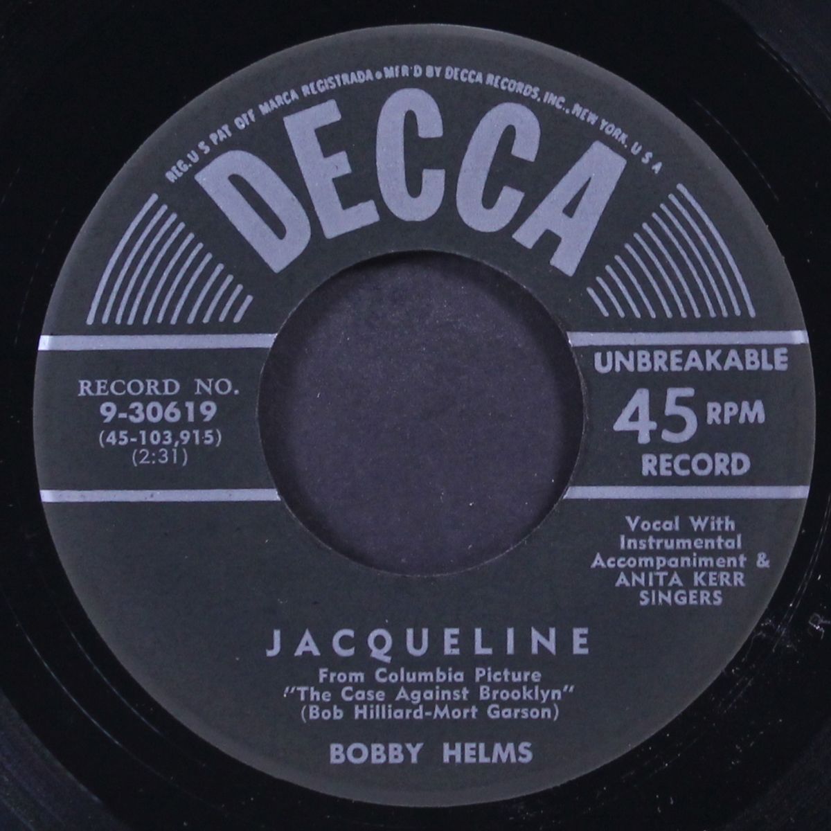jacqueline / living in the shadow of the past by BOBBY HELMS