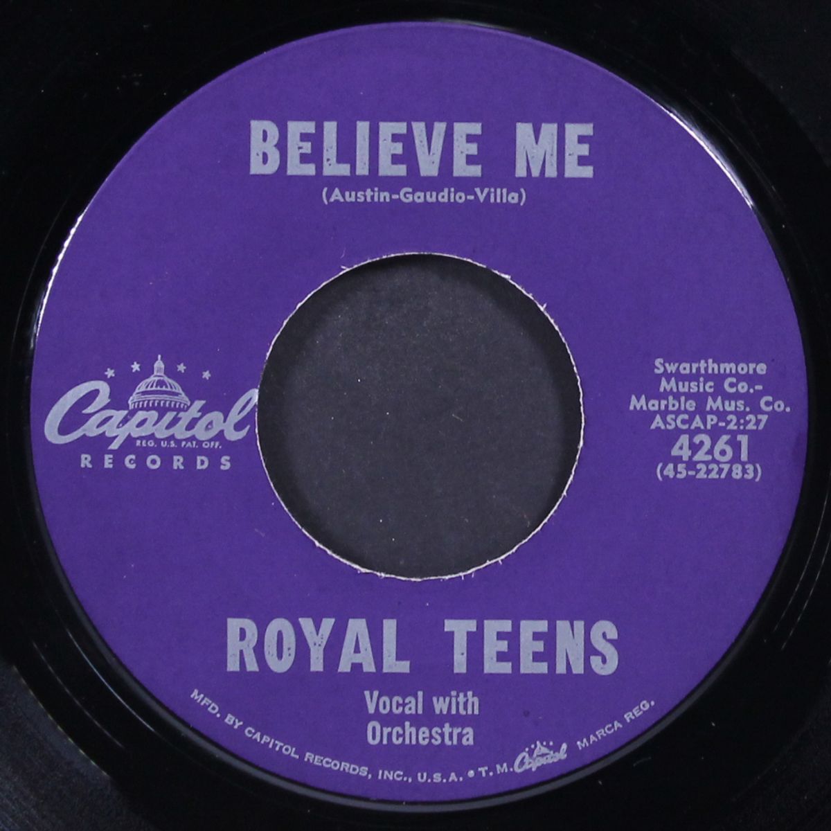 believe me / little cricket by ROYAL TEENS