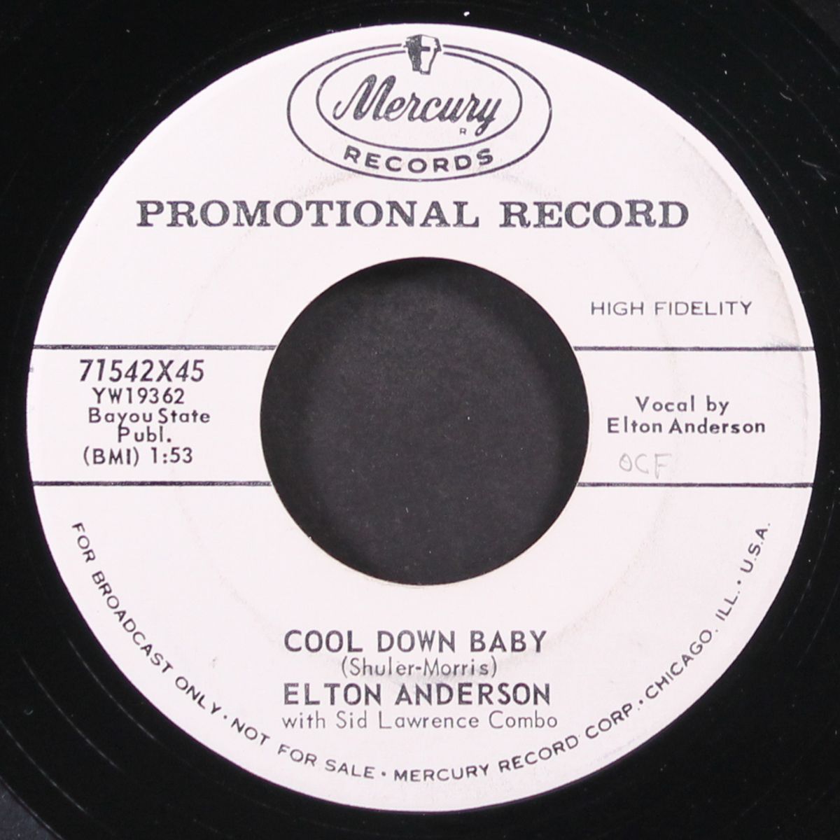 cool down baby / secret of love by ELTON ANDERSON
