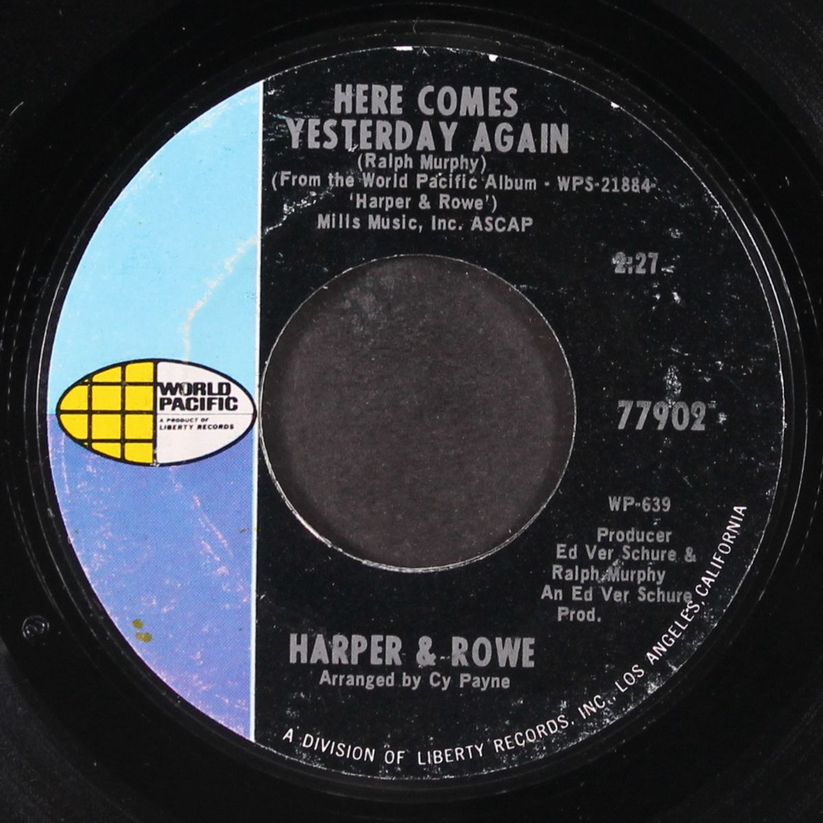 here comes yesterday again / wake me when it's over by HARPER & ROWE