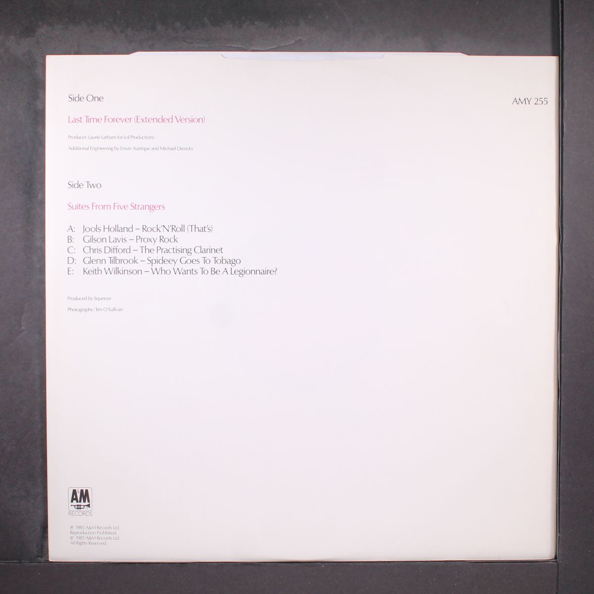 last time forever (extended) / suites from five strangers by SQUEEZE