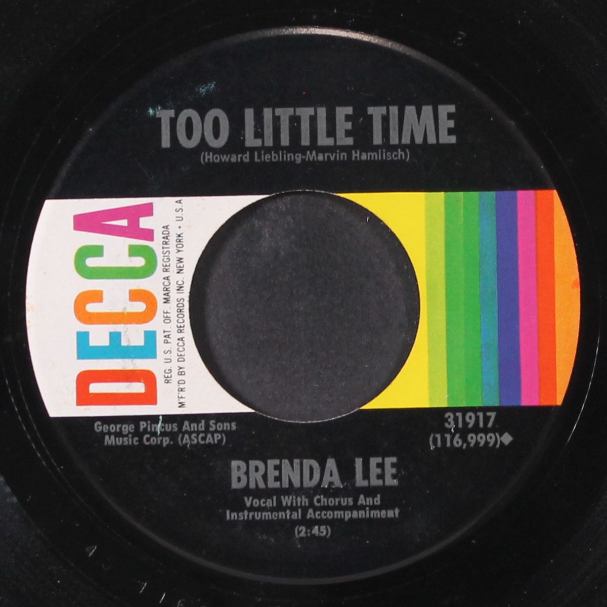 time and time again / too little time by BRENDA LEE