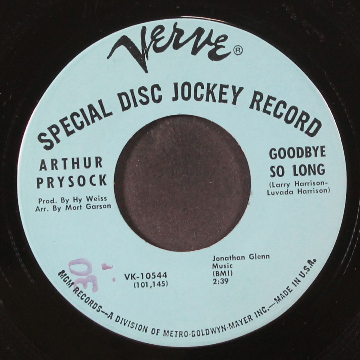 goodbye so long / before you break my heart by ARTHUR PRYSOCK