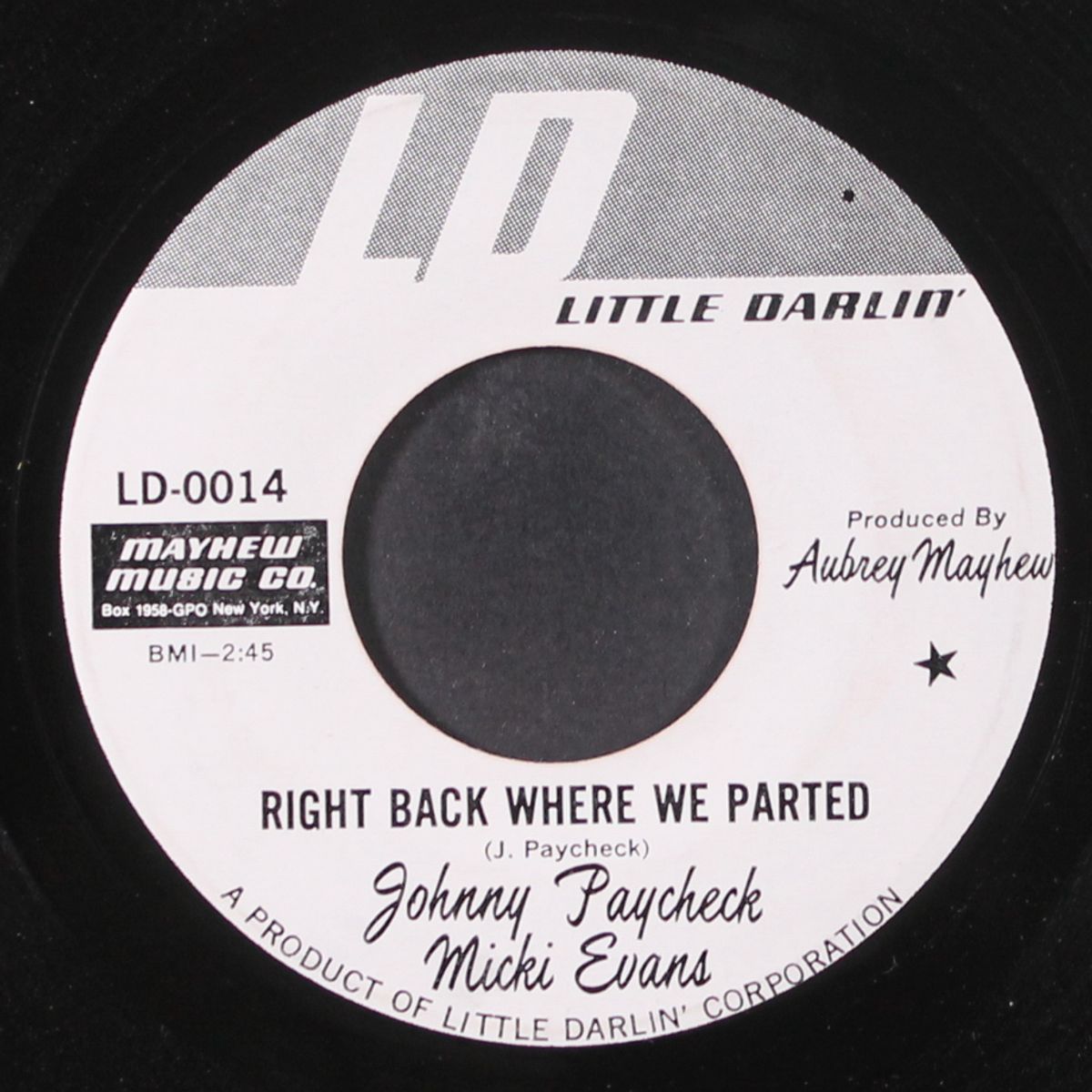 right back where we parted / the way things were going by JOHNNY PAYCHECK & MICKI EVANS