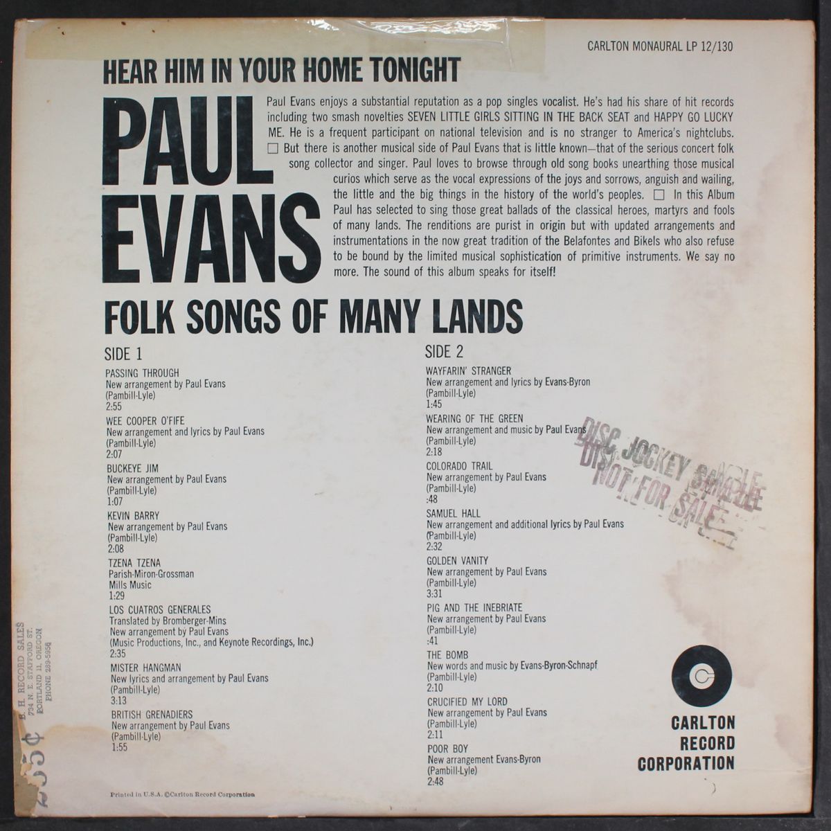folk songs of many lands by PAUL EVANS