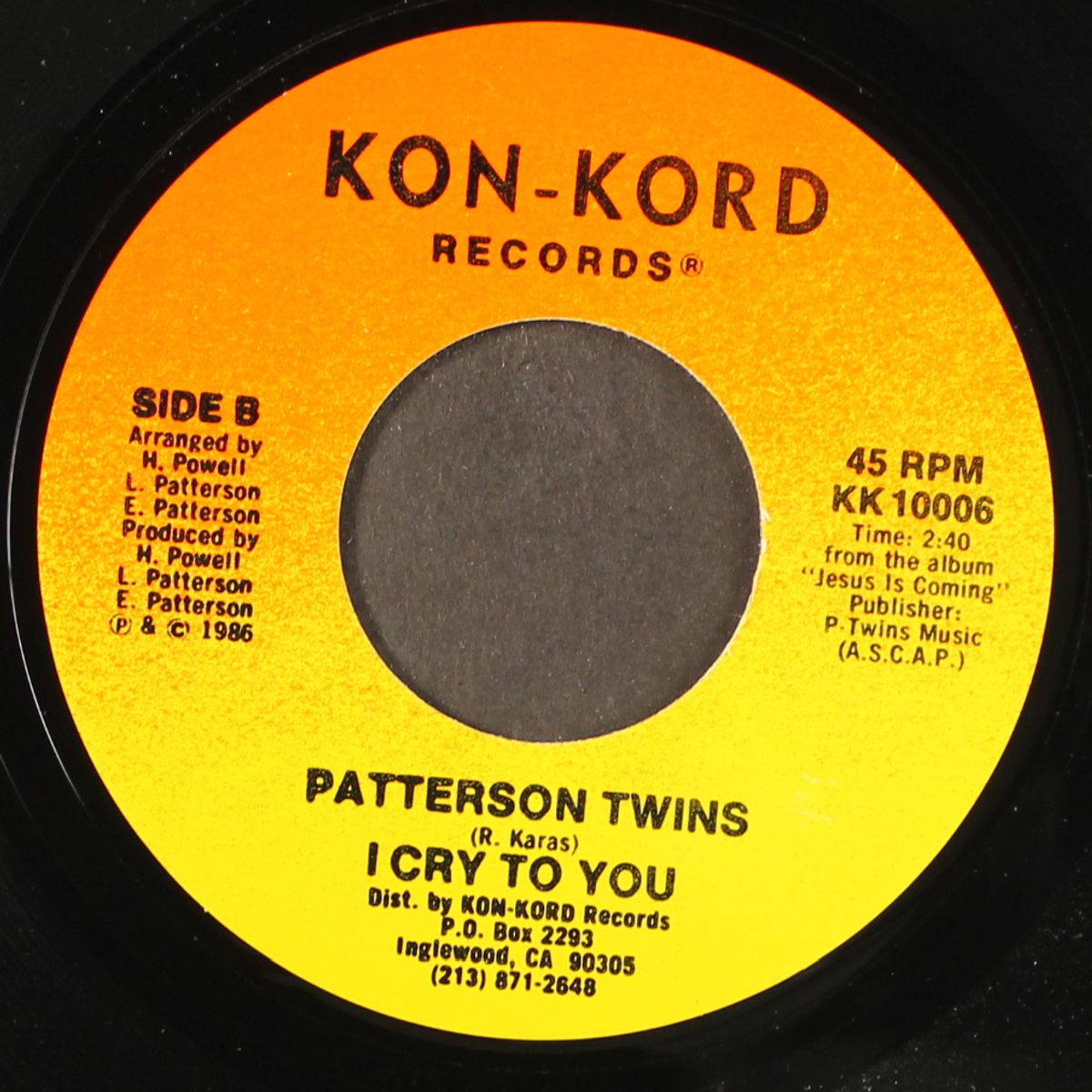 jesus is coming / i cry to you by PATTERSON TWINS