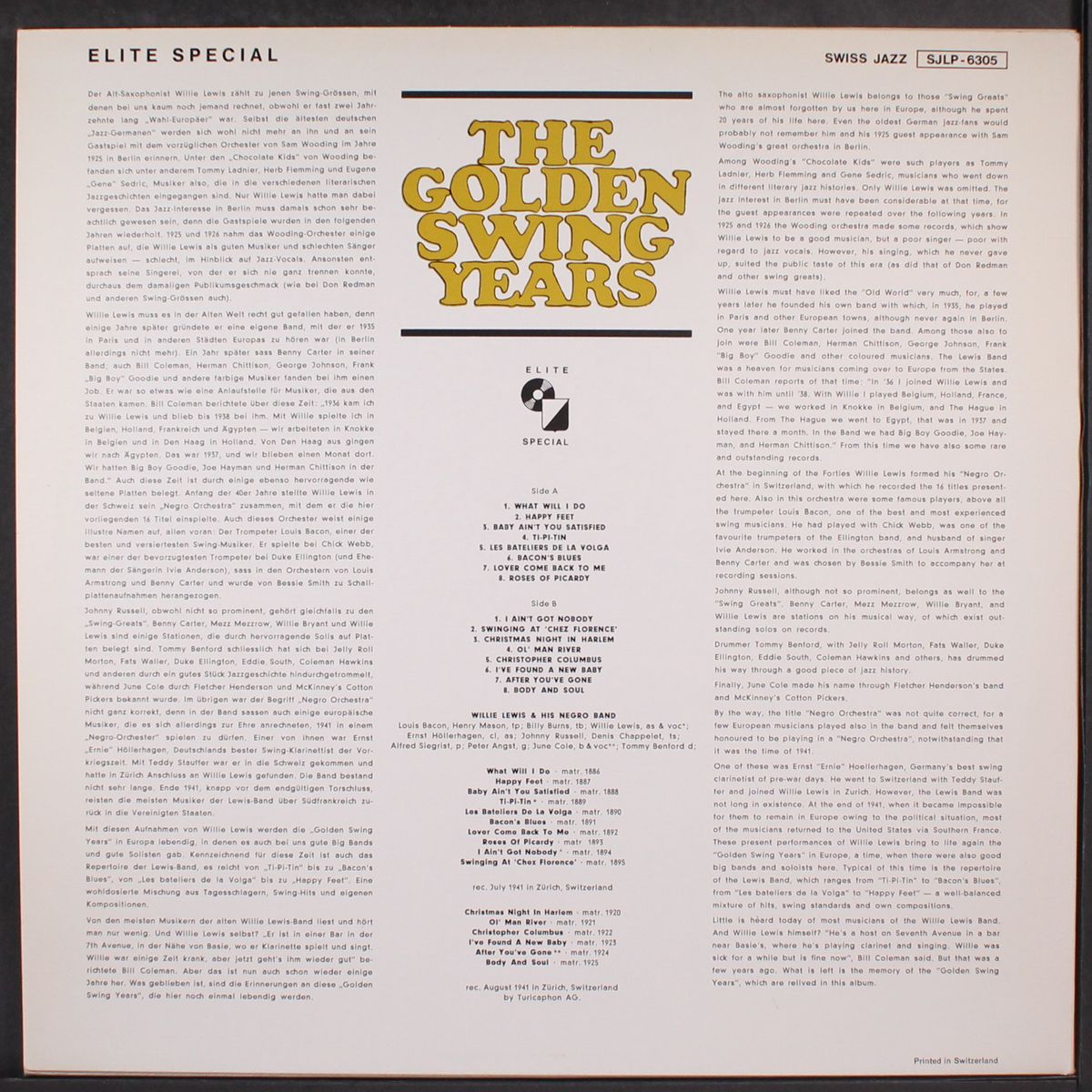 the golden swing years by WILLIE LEWIS