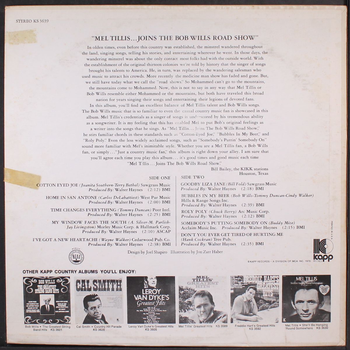 in person by MEL TILLIS & BOB WILLS